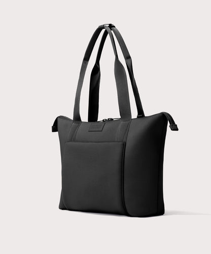 Tote bag in a black seen from the angle view.