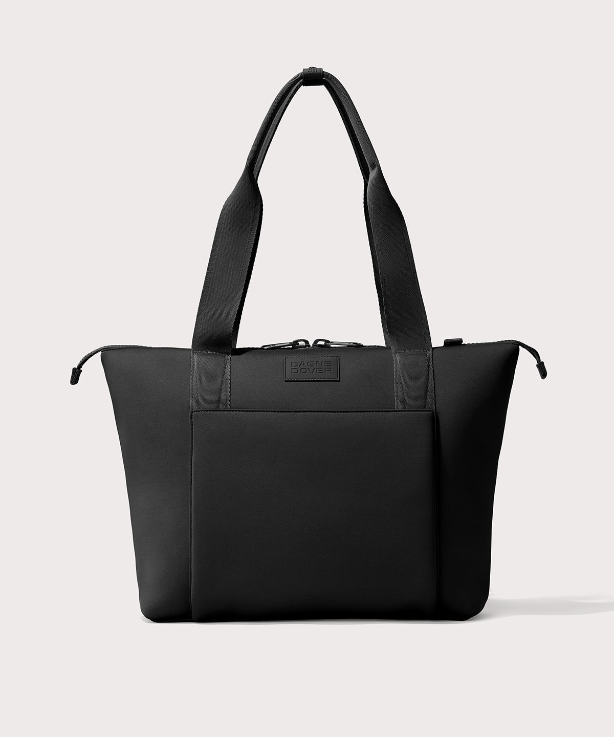 Tote bag in a black seen from the front view.