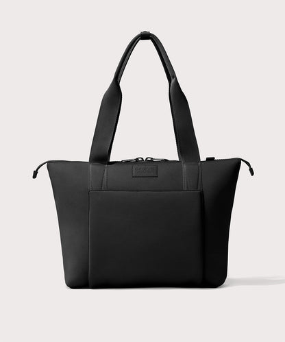 Tote bag in a black seen from the front view.