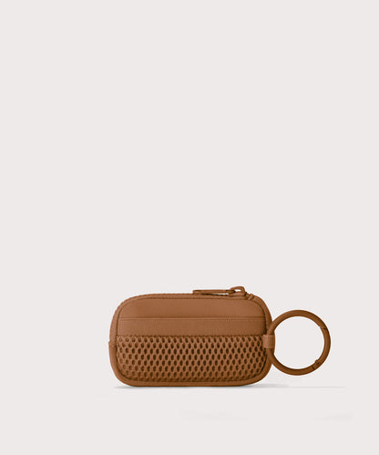 Mara Keychain in a saturated, warm medium-brown with burnt orange undertones. Back view.