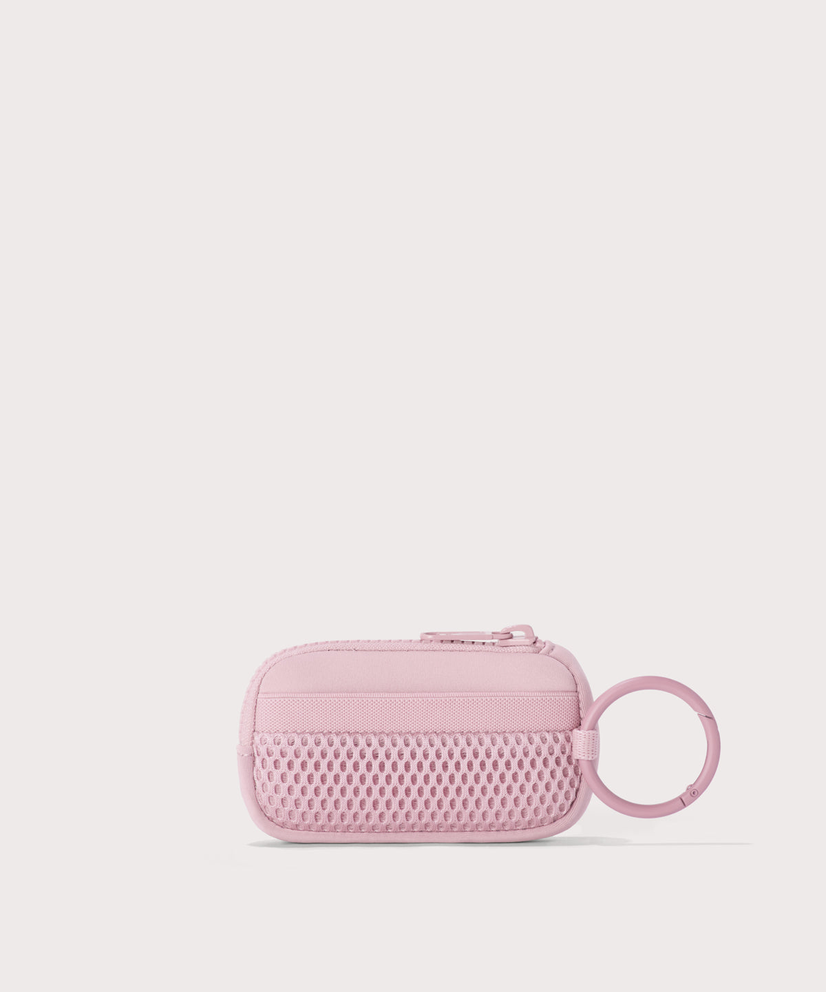 Mara Keychain in a cool, powdery pink with soft grey undertones. Back view.