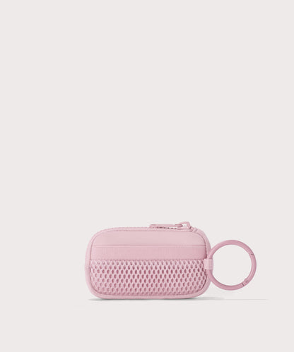 Mara Keychain in a cool, powdery pink with soft grey undertones. Back view.