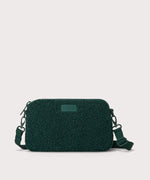 nora shoulder bag in a saturated, jewel-toned deep green with bold blue undertones. In a Faux Shearling a soft, wool-like plush made with recycled materials
