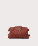 Dagne Dover Large Hunter Toiletry Bag in a rich, warm brown with an embroidered paisley print.