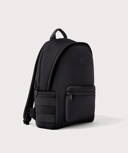 Dagne Dover large Dakota Neoprene Backpack in black seen from an angle.