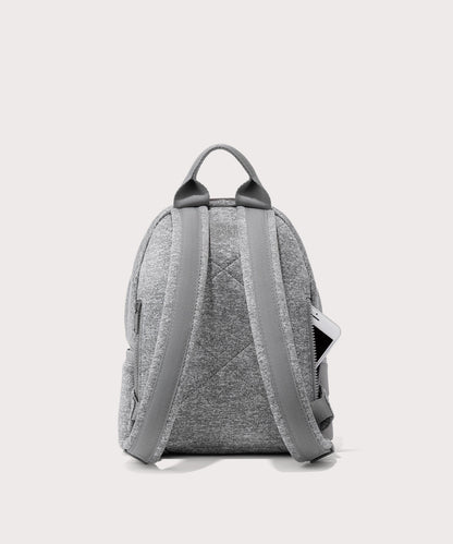 Dagne Dover small Dakota Neoprene Backpack in grey seen from the back.