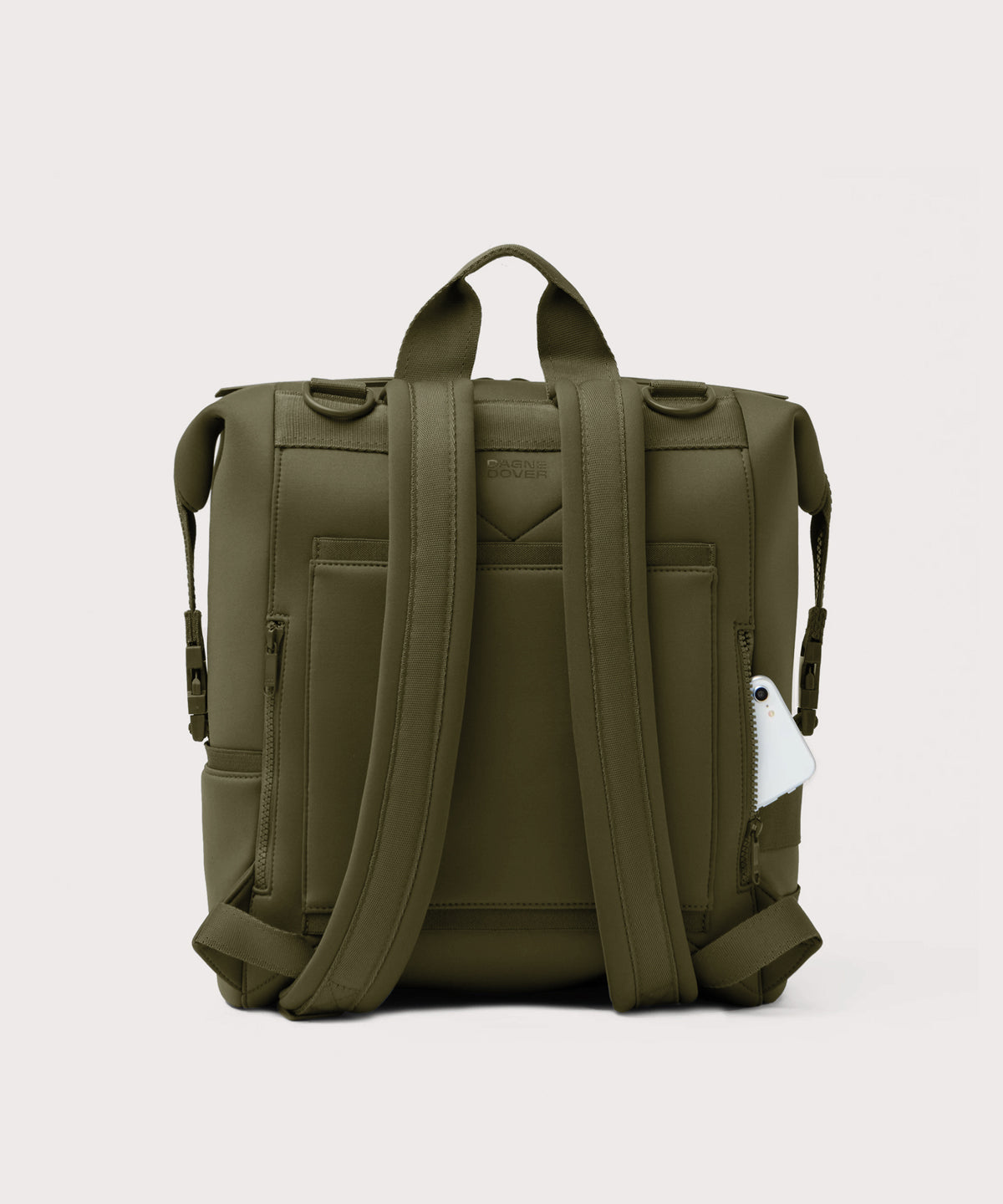Dagne Dover Large Indi Diaper Backpack in dark moss seen from the back
