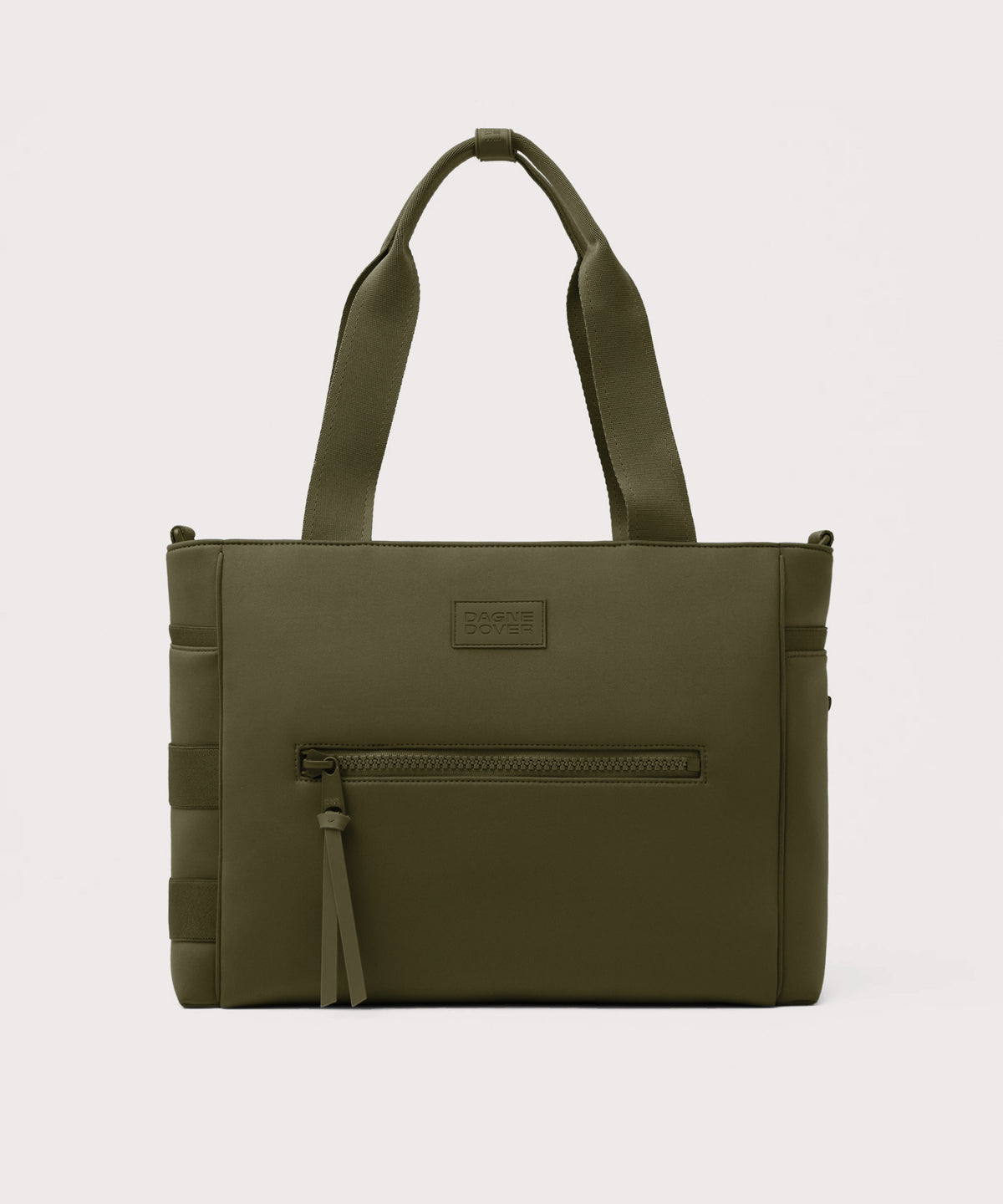 Dagne Dover large Wade Diaper Tote in dark green with the shoulder strap removed.