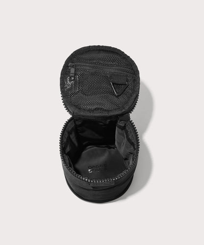 Dagne Dover large Mila Toiletry Pouch in black unzipped.