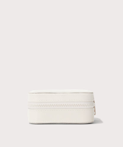 Dagne Dover Large Frankie Jewelry Case in white seen from a side.