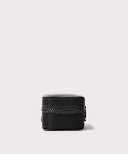 Dagne Dover small Frankie Jewelry Case in black seen from the side.