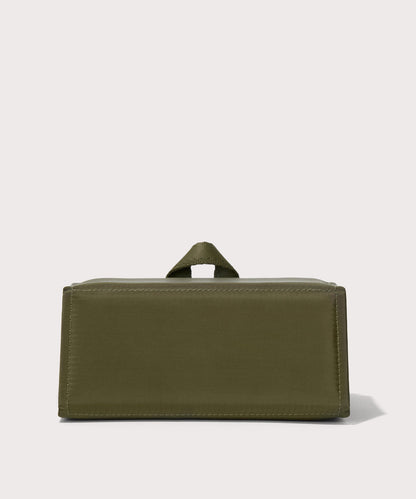 Dagne Dover Remi foldable glasses holder in dark green seen from the back.
