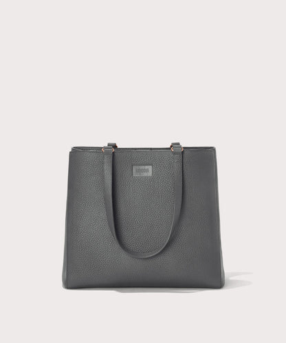 Dagne Dover large Allyn Tote in grey seen from the front.