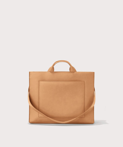 Dagne Dover medium vegan Daily Tote in brown with the 11" shoulder strap