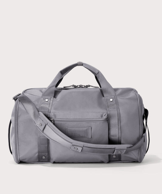 Front view of Monaco garment duffle in a light grey