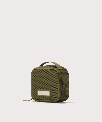3/4 view of small Roma packing cube in dark green