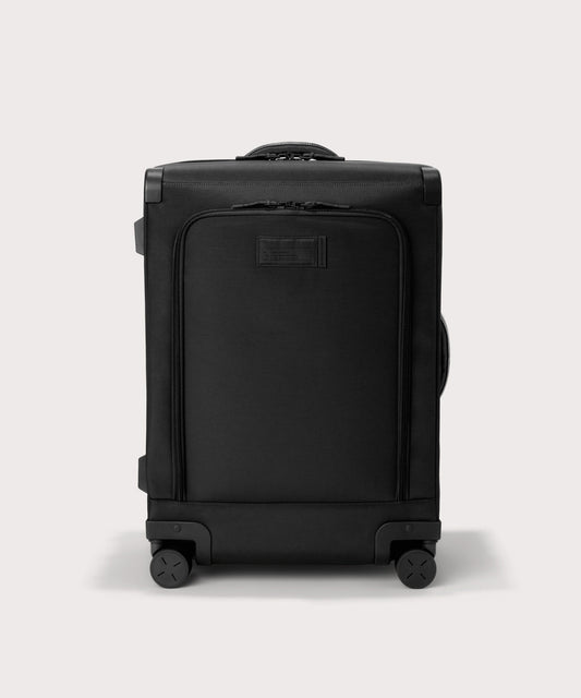 Front view of Sydney checked rolling luggage 25" in black